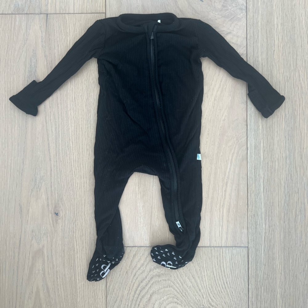 Posh Peanut Black Baby Zip Up Footie